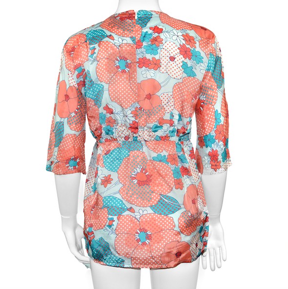Camicia con Stampa di Fiori Bambina Rosa Pesca-Celeste Take Two A00372 - TAKE TWO - LuxuryKids