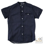 Camicia Coreana In Lino Blu Bambino Sarabanda U620 - SARABANDA - LuxuryKids
