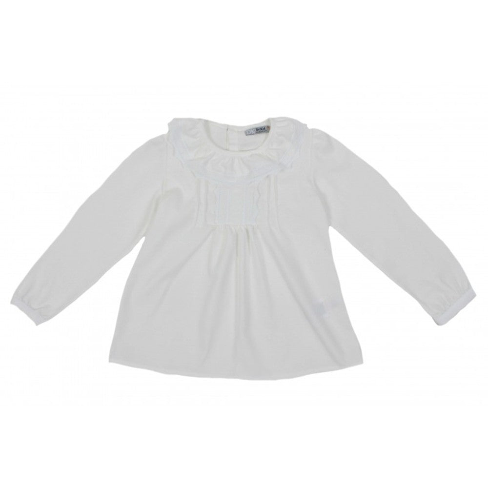 Camicia Cotone con Merletto Panna Bambina Dr. Kids 432 - DR.KID - LuxuryKids