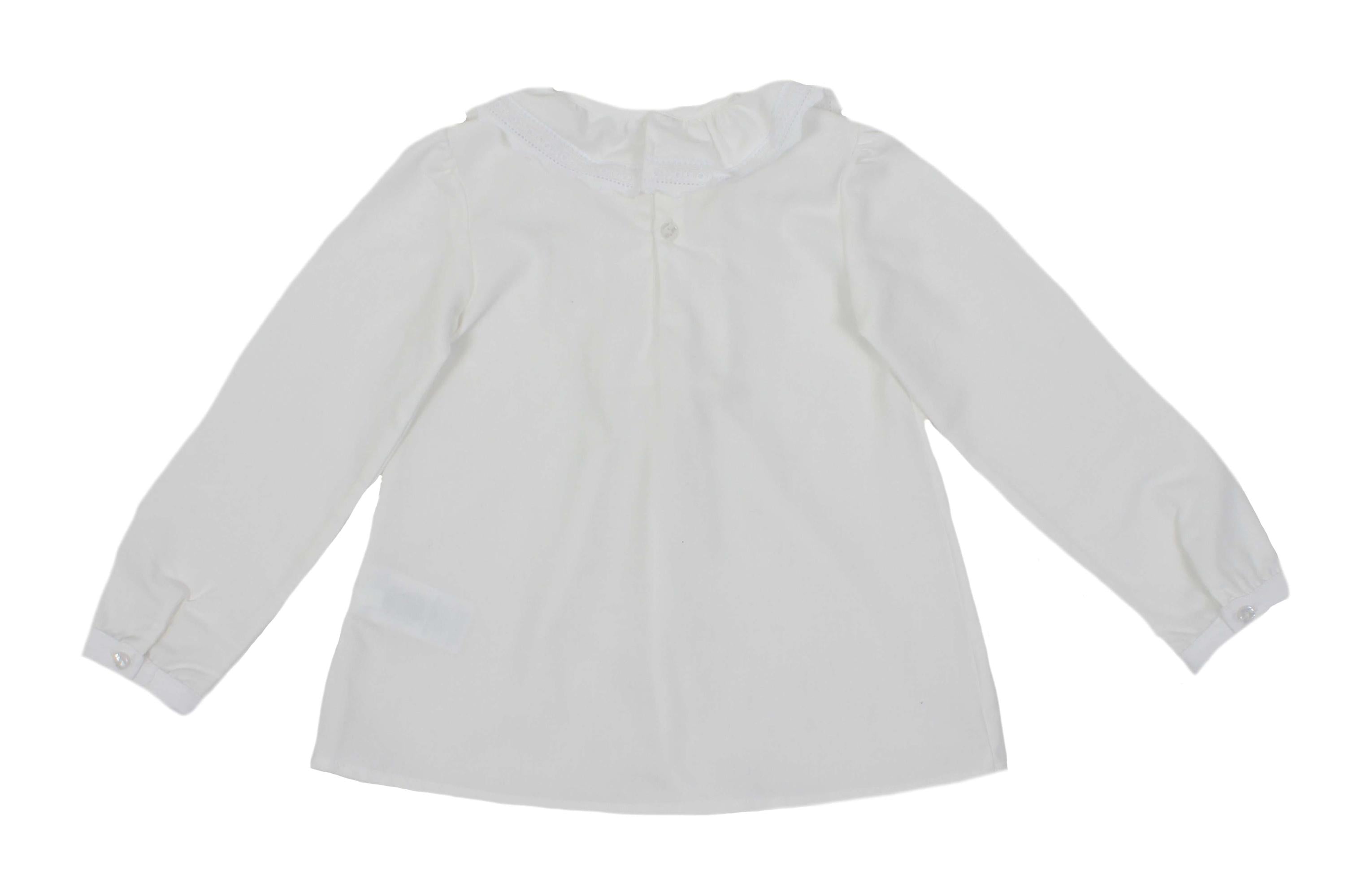 Camicia Cotone con Merletto Panna Bambina Dr. Kids 432 - DR.KID - LuxuryKids