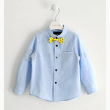 Camicia In 100% Cotone Azzurra Con Pochette E Papillon Giallo Neonato Sarabanda J112 - SARABANDA - LuxuryKids
