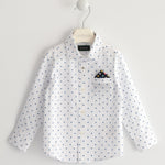 Camicia In Cotone Bianca Con Fantasia Geometrica E Pochette Neonato Sarabanda K111 - SARABANDA - LuxuryKids