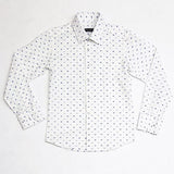 Camicia In Cotone Bianca Fantasia Plumetis Azzurra Neonato Manuell & Frank MF3104NR - MANUELL&FRANK - LuxuryKids