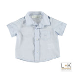Camicia in Misto Cotone Tinta Unita Neonato Celeste Minibanda I688 - MINIBANDA - LuxuryKids