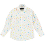 Camicia In Misto Lino Bianca Con Collo Coreano E Sfere Multicolour Neonato MANUELL&FRANK MF3155N - MANUELL&FRANK - LuxuryKids