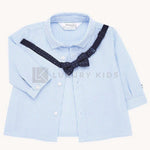 Camicia Manica Lunga A Righe con Papillon Neonato Celeste Mayoral 1142 - MAYORAL - LuxuryKids