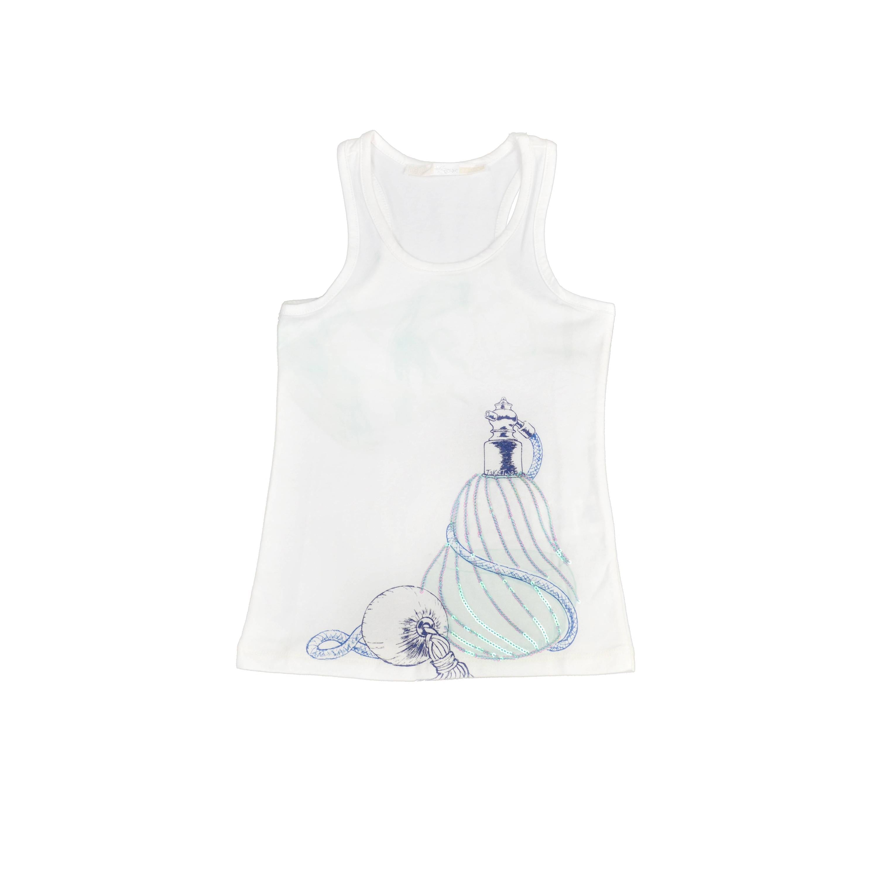 Canotta in Cotone Bianco con Stampa Bambina Take Two M03074 - TAKE TWO - LuxuryKids