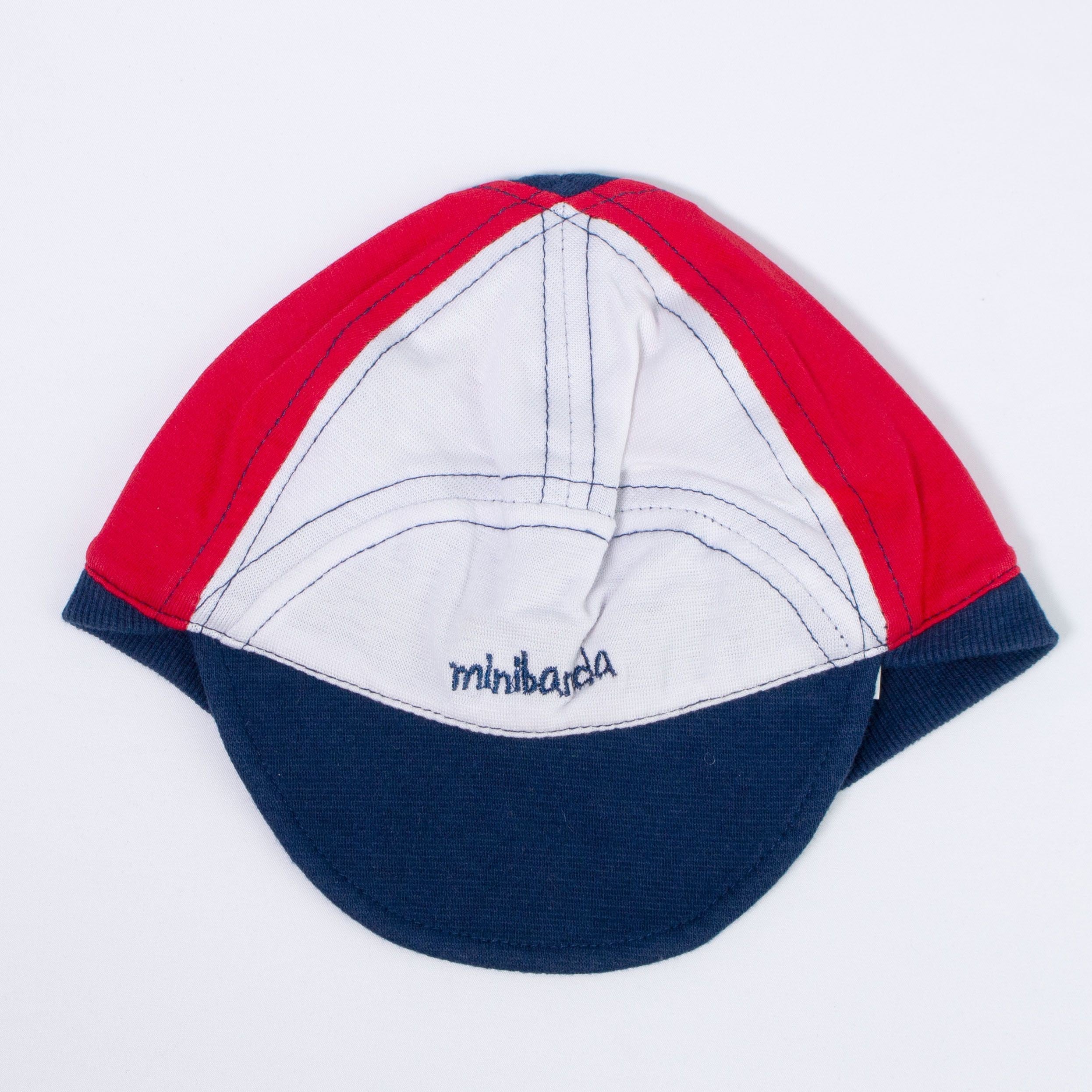 Cappellino Cotone Rosso e Blu Neonato MINIBANDA M920 - MINIBANDA - LuxuryKids