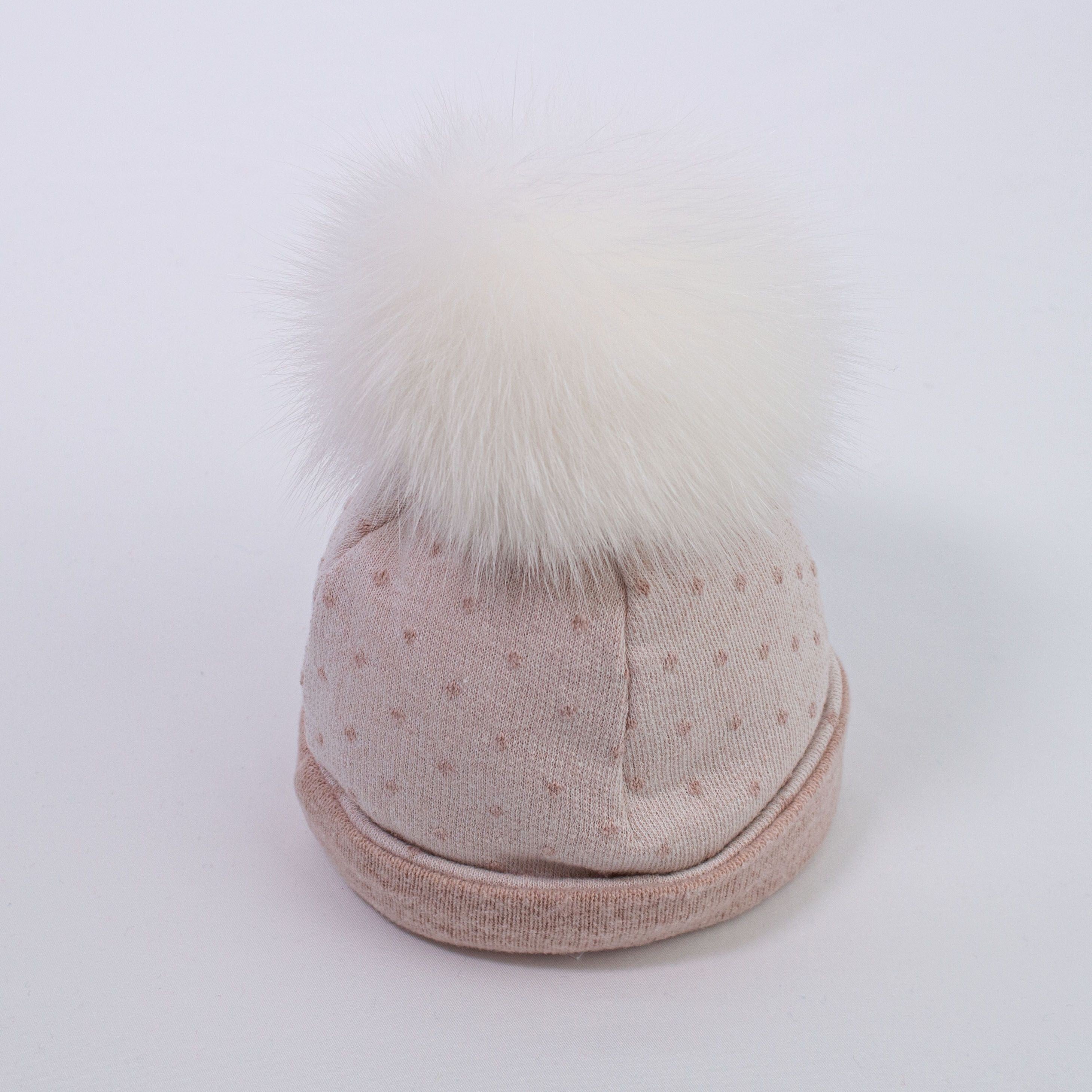 Cappellino In Lana Con Pompon Rosa Antico Neonata LA SARTORIA DEI PICCOLI LK854 - LA SARTORIA DEI PICCOLI - LuxuryKids