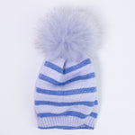 Cappellino In Pura Lana 100% Con Pon Pom In Volpe Azzurro Neonato Primodi' Bebe' 900.19 - PRIMODI' BEBE' - LuxuryKids