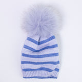 Cappellino In Pura Lana 100% Con Pon Pom In Volpe Azzurro Neonato Primodi' Bebe' 900.19 - PRIMODI' BEBE' - LuxuryKids