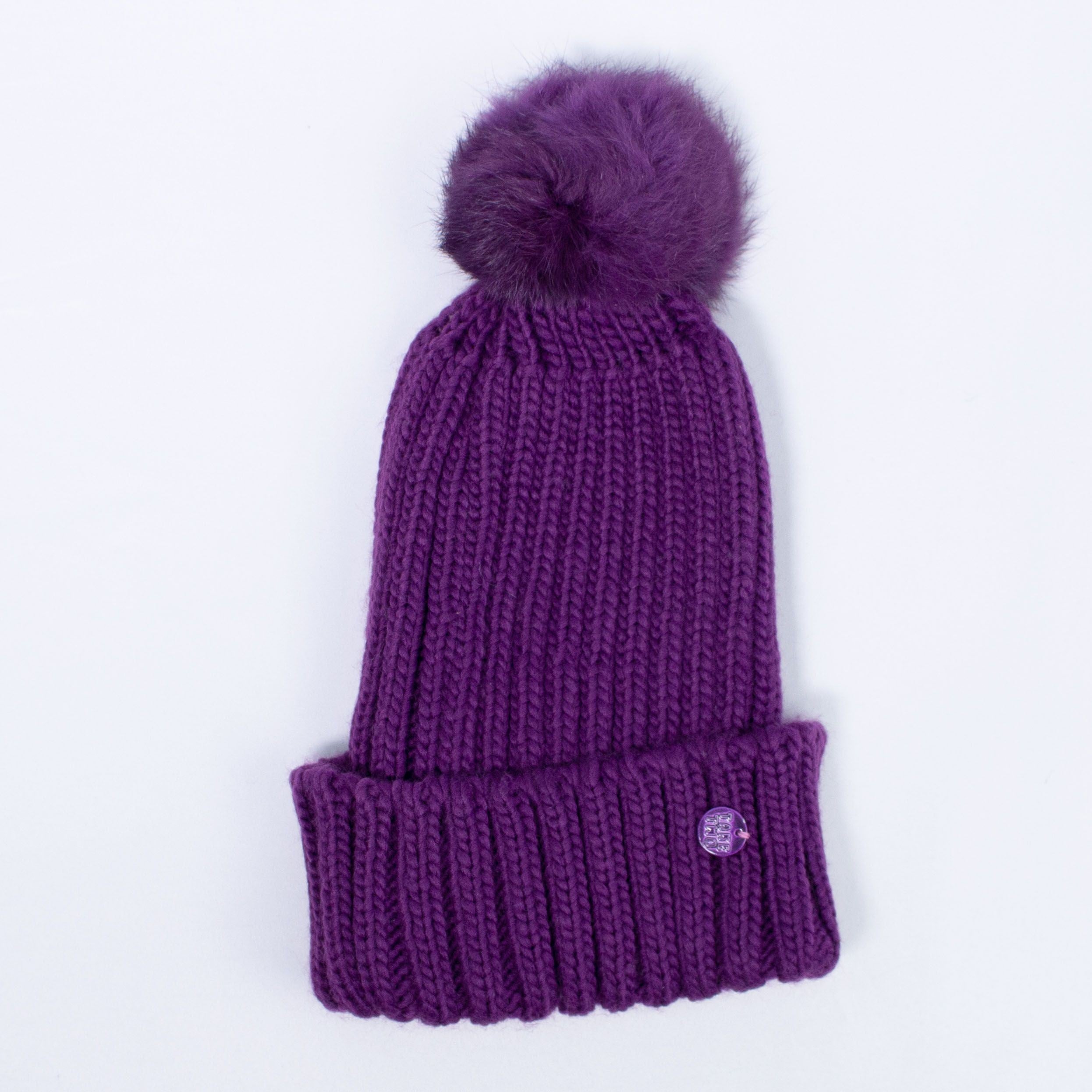 Cappello a Coste con Pompon Originale Viola Bambina TAKE TWO CP0214 - TAKE TWO - LuxuryKids