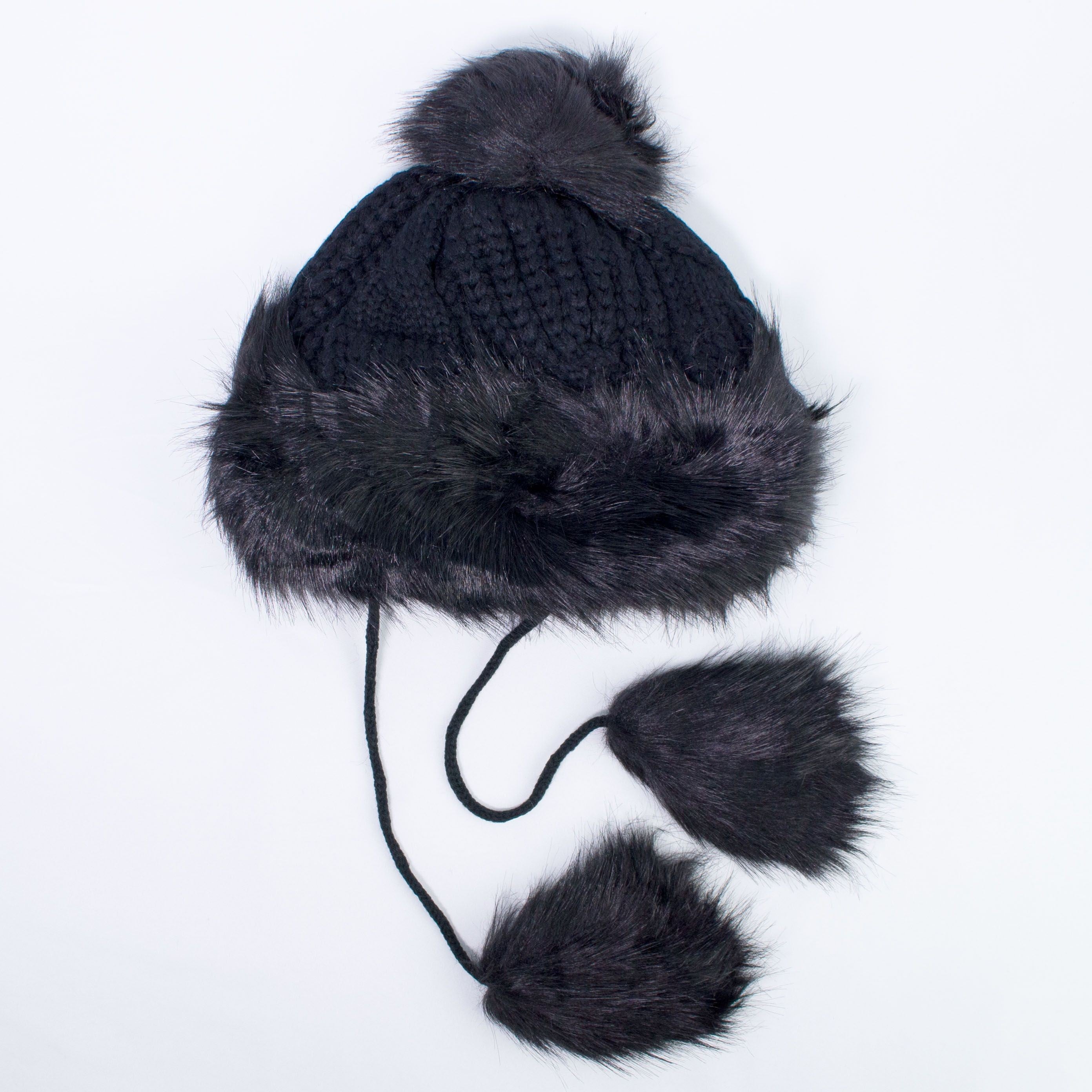 Cappello Con Pompon Nero Bambina FUN&FUN  FNJAC7461 - FUN&FUN - LuxuryKids