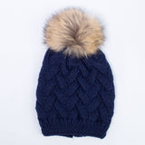 Cappello con trame con pompon originale Bambina blu FUN&FUN CHBAC - FUN&FUN - LuxuryKids