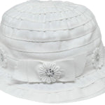 Cappello In Cotone Bianco Con Fiorellini E Strass Neonata Il Trenino 5835 - IL TRENINO - LuxuryKids