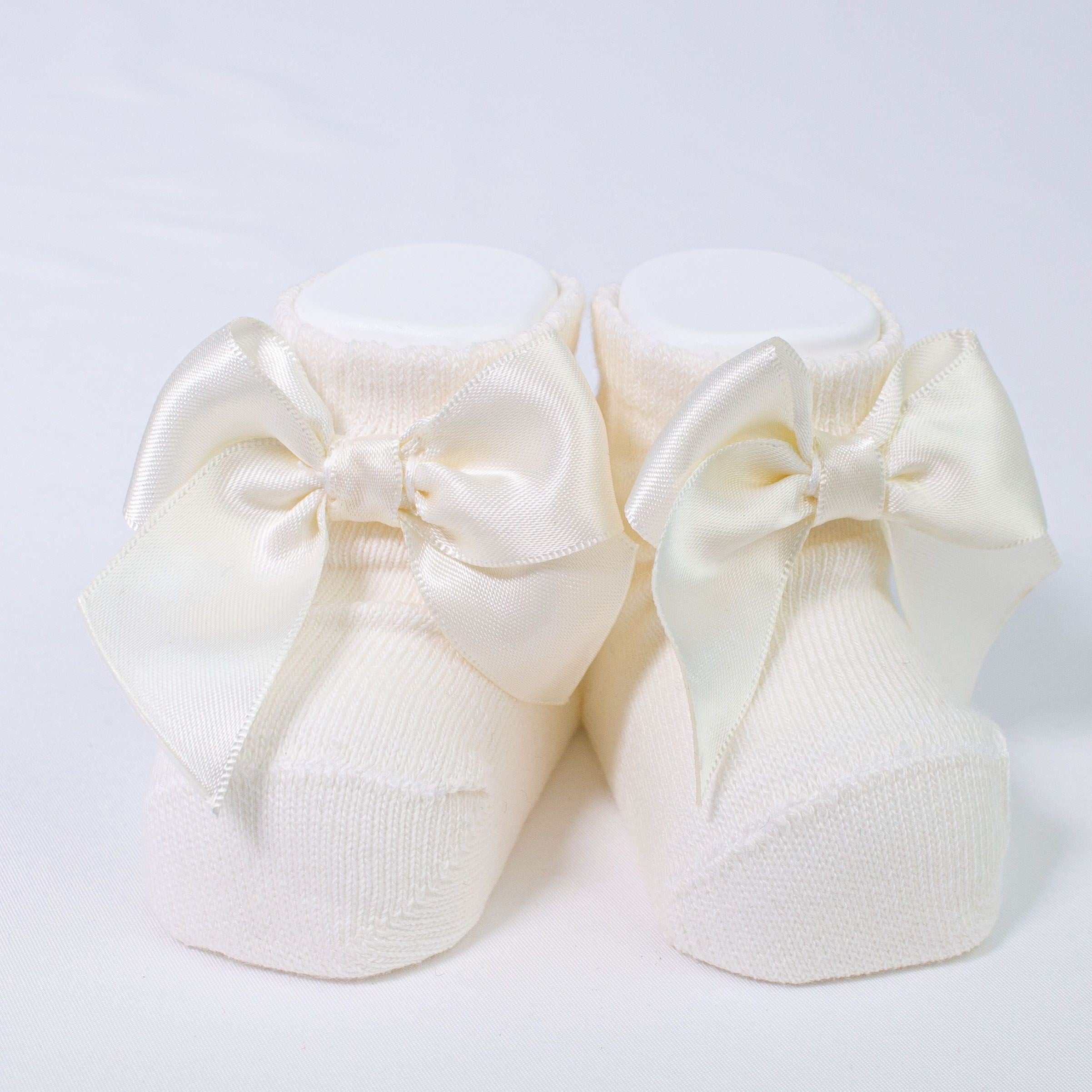 Calzino Scarpetta In Caldo Cotone Con Fiocchetto Neonati CARLOMAGNO 2400 - CARLOMAGNO - LuxuryKids