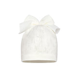 Cappello In Filo Di Cotone Lurex Con Fiocco In Organza Neonata BARBARAS BB15 - BARBARAS - LuxuryKids