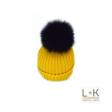 Cappello in Lana a Coste con Pon-Pon in Volpe Giallo-Blu Unisex Creazioni Luana 5217G - CREAZIONI LUANA - LuxuryKids