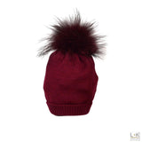 Cappello in Lana con Pon-Pon in Volpe Bordeaux Unisex Creazioni Luana 820BX-00 - CREAZIONI LUANA - LuxuryKids