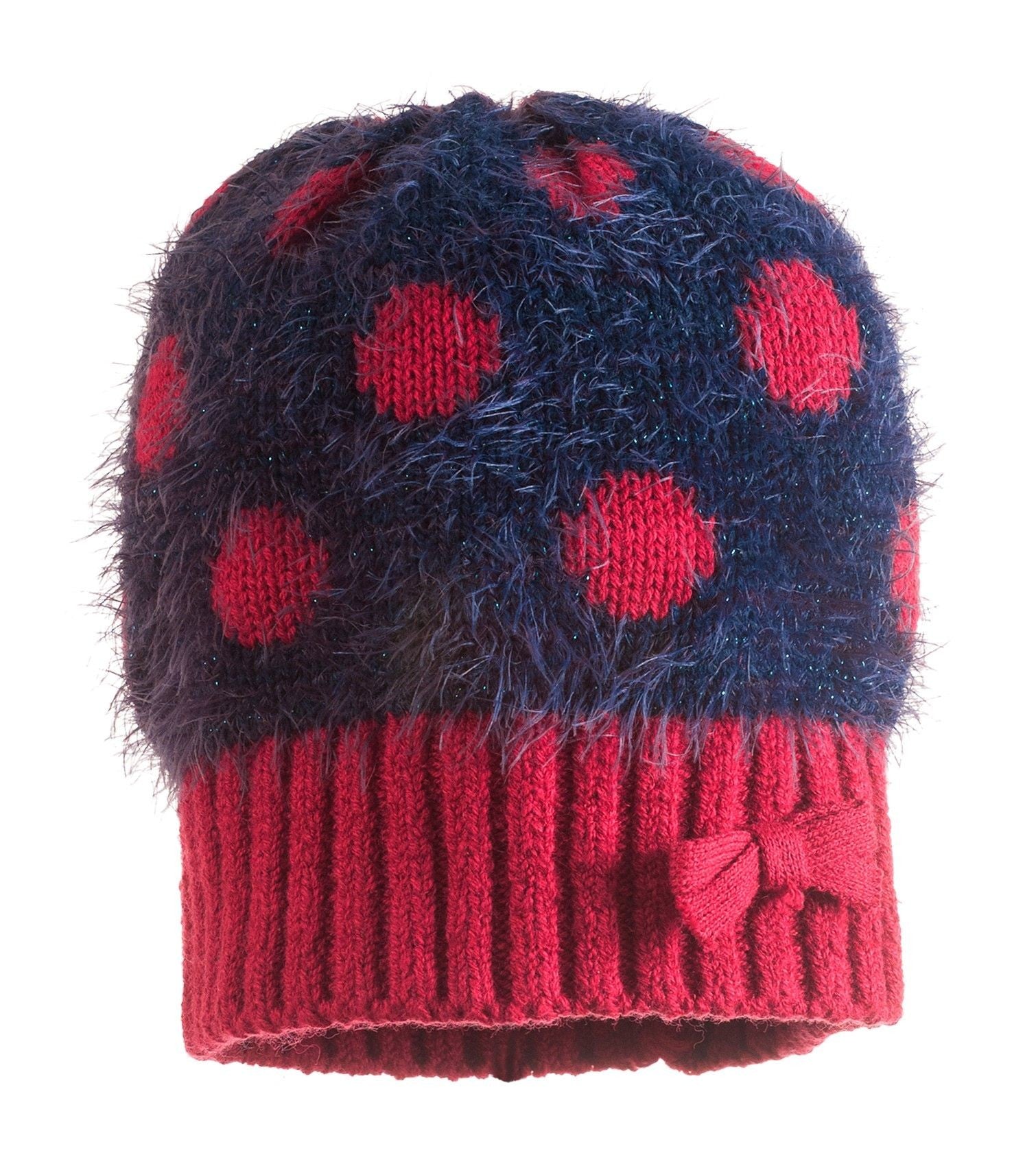 Cappello in misto lana a poise blu rosso 6-8anni Bambina SARABANDA R293 - SARABANDA - LuxuryKids