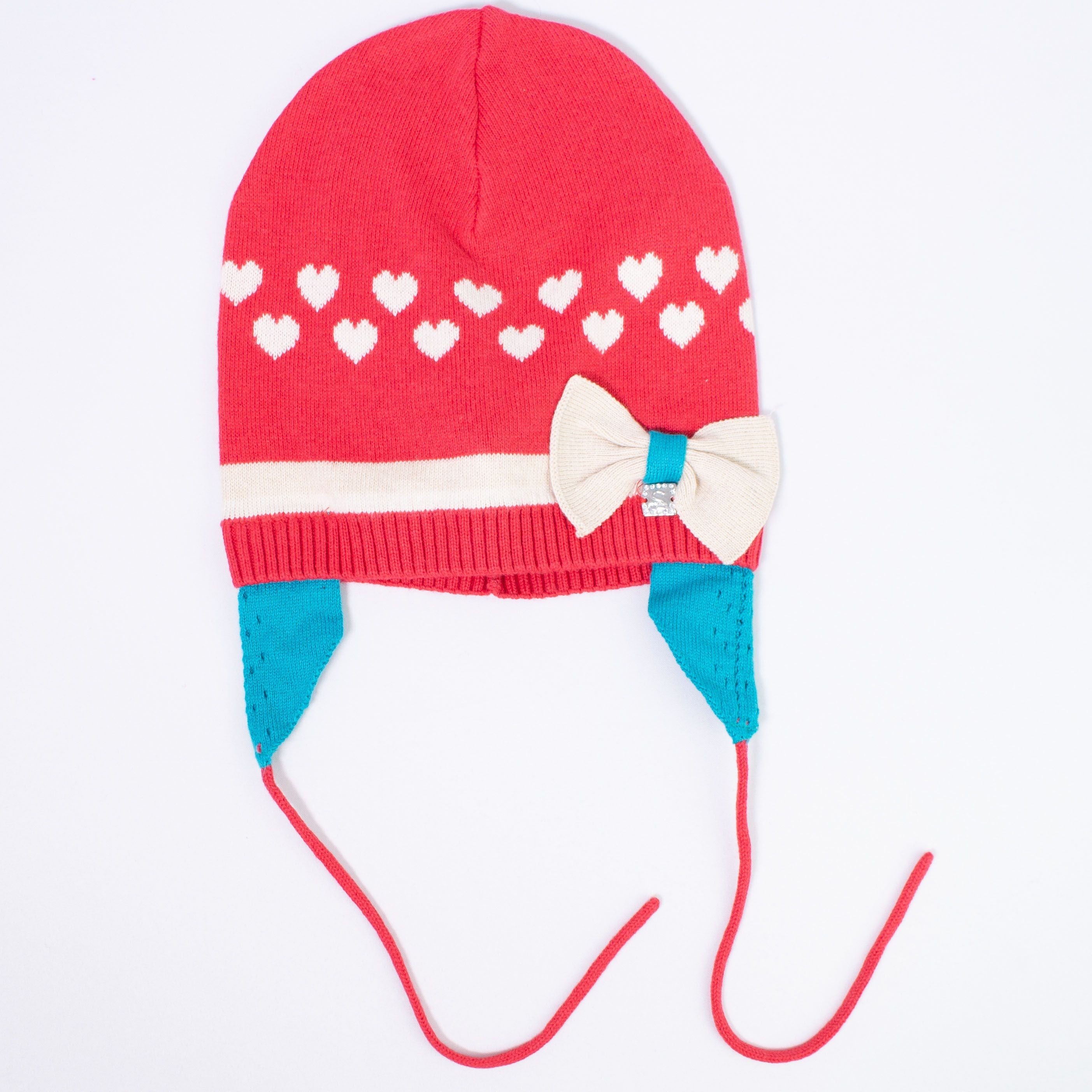 Cappello In Misto Lana Con Copriorecchie Rosso Bambina SARABANDA H034 - SARABANDA - LuxuryKids