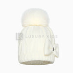 Cappello In Misto Lana Con Pon Pon In Volpe Neonata BARBARAS WV82 - BARBARAS - LuxuryKids