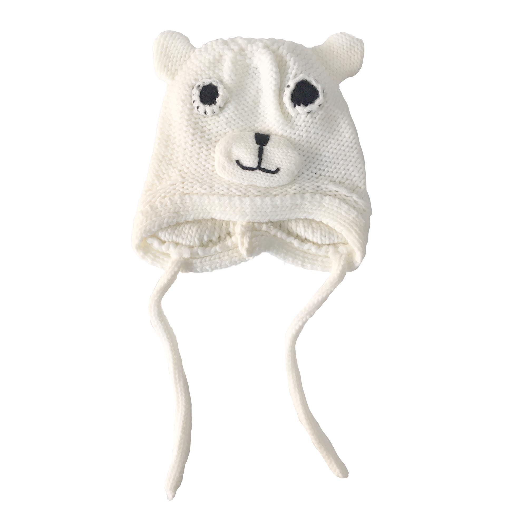 Cappello In Misto Lana Panna Orsetto Neonato Minibanda R313P - MINIBANDA - LuxuryKids