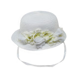 Cappello In Rafia Bianco Con Fiori Neonata Il Trenino CAP04 - IL TRENINO - LuxuryKids