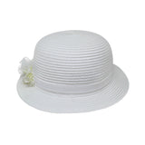 Cappello In Rafia Bianco Con Fiori Neonata Il Trenino CAP04 - IL TRENINO - LuxuryKids