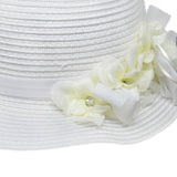 Cappello In Rafia Bianco Con Fiori Neonata Il Trenino CAP04 - IL TRENINO - LuxuryKids
