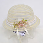 Cappello In Rafia Panna Con Fiori Retrostanti Neonata Il Trenino 6784 - IL TRENINO - LuxuryKids