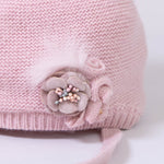 Cappello Misto Lana Con Pompon e Fiorellini Rosa Bambina Jamiks JZD241 - JAMIKS - LuxuryKids