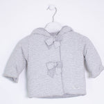 Cappottino con Cappuccio a Righe Grigio-Bianco Neonata Ninnaoh I1583 - NINNAOH - LuxuryKids