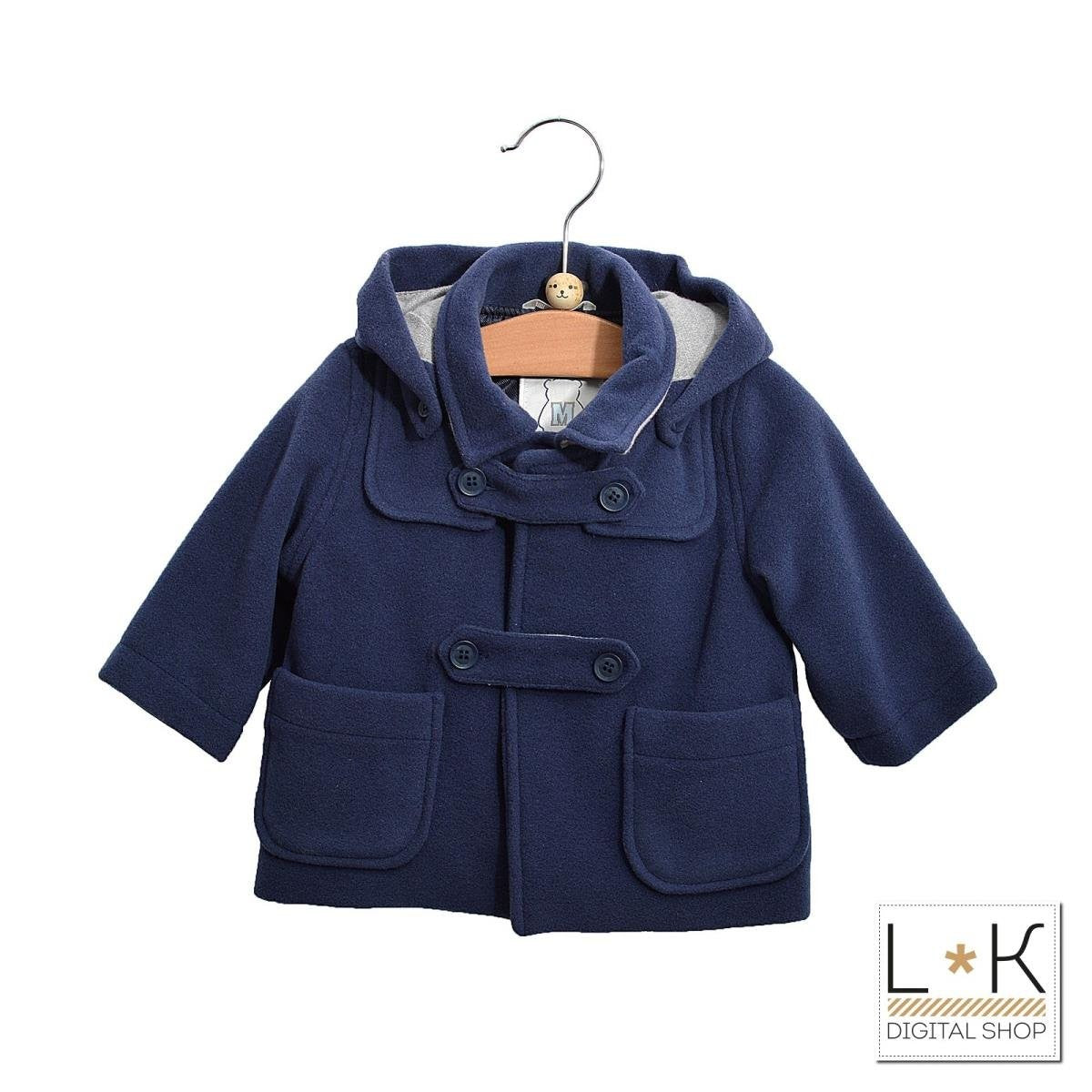Cappotto in panno con cappuccio Blu neonato Minibanda H696 - MINIBANDA - LuxuryKids