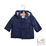 Cappotto in panno con cappuccio Blu neonato Minibanda H696 - MINIBANDA - LuxuryKids