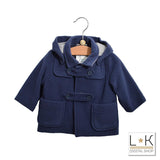 Cappotto in panno con cappuccio Blu neonato Minibanda H696 - MINIBANDA - LuxuryKids