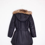 Cappotto Lungo con Cappuccio Ecopelliccia Nero Bambina BUFI B329AJ - BUFI - LuxuryKids
