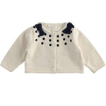 Cardigan con Pois Ricamati In Misto Lana Neonata MINIBANDA 1714 - MINIBANDA - LuxuryKids