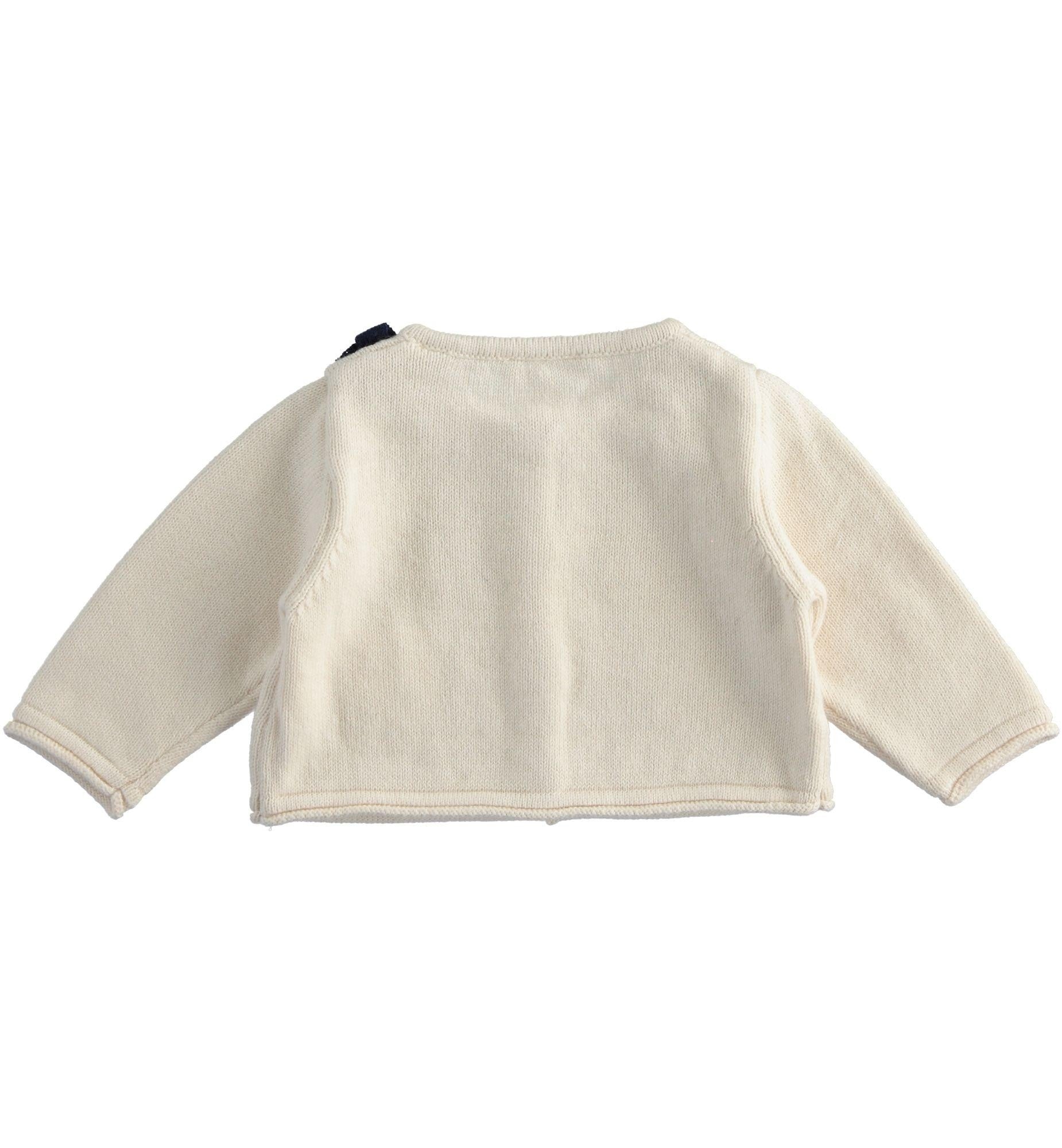 Cardigan con Pois Ricamati In Misto Lana Neonata MINIBANDA 1714 - MINIBANDA - LuxuryKids