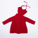 Cardigan Doppio Petto Caldo Cotone Svasato con Cuffietta Rosso Neonata SARDON MA255 - SARDON - LuxuryKids