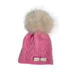 CappelloIn100_PuraLanaConPomPonRosaNeonataIDELFI1572Luxurykids