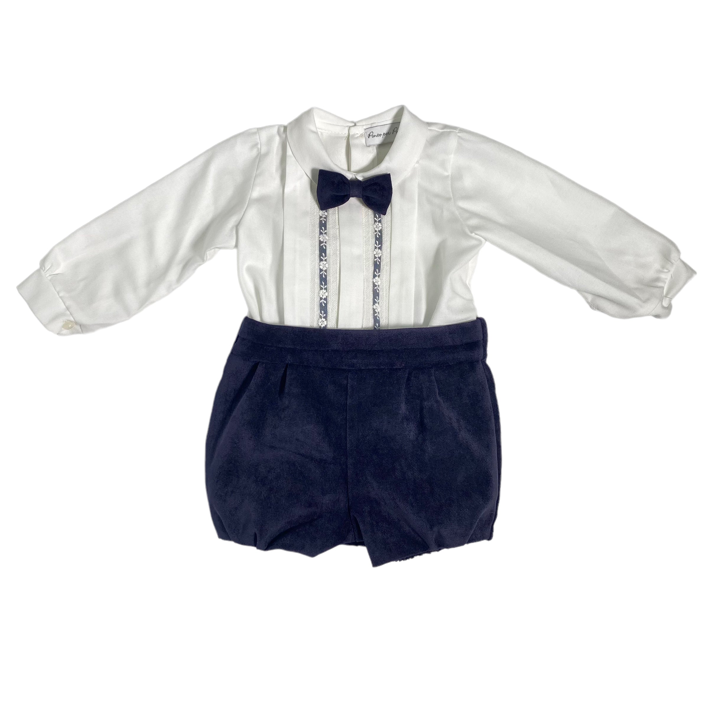 Completo Elegante In Velluto Neonato PONTO POR PONTO 5872 - PONTO POR PONTO - LuxuryKids