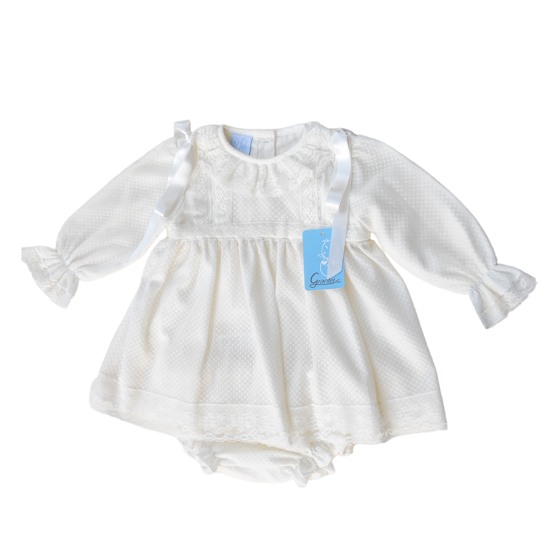 Abito con culotte Elegante Cerimonia Caldo Cotone Neonata GRANLEI 2195 - GRANLEI - LuxuryKids
