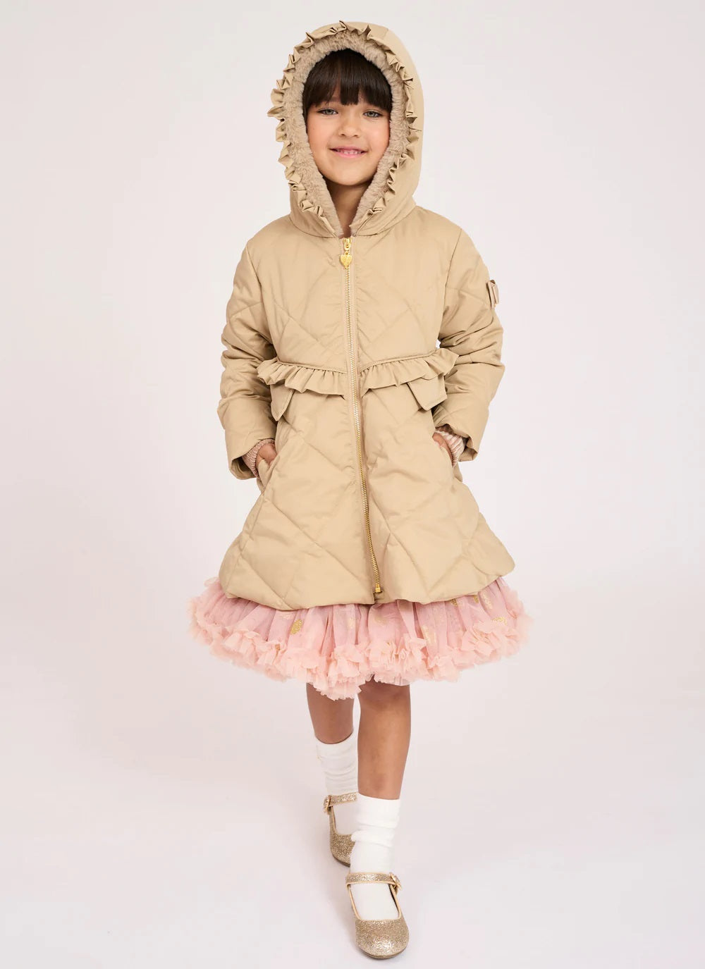 Cappotto Con Cappuccio Ed Ecopelliccia Bambina ANGEL'S FACE PEPPA - Angel's Face - LuxuryKids