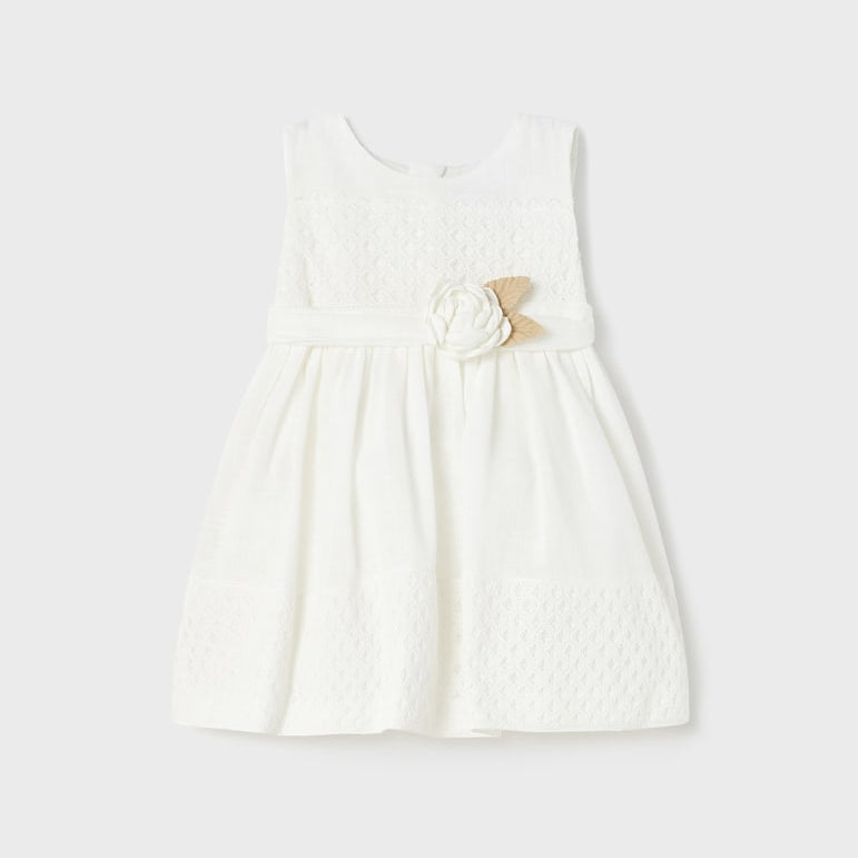 Abito Combinato In Pizzo E Cotone Neonata MAYORAL 1945 - MAYORAL - Luxury Kids