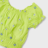 Blusa Manica Corta Con Ricami In Cotone Bambina MAYORAL 3139 - MAYORAL - Luxury Kids