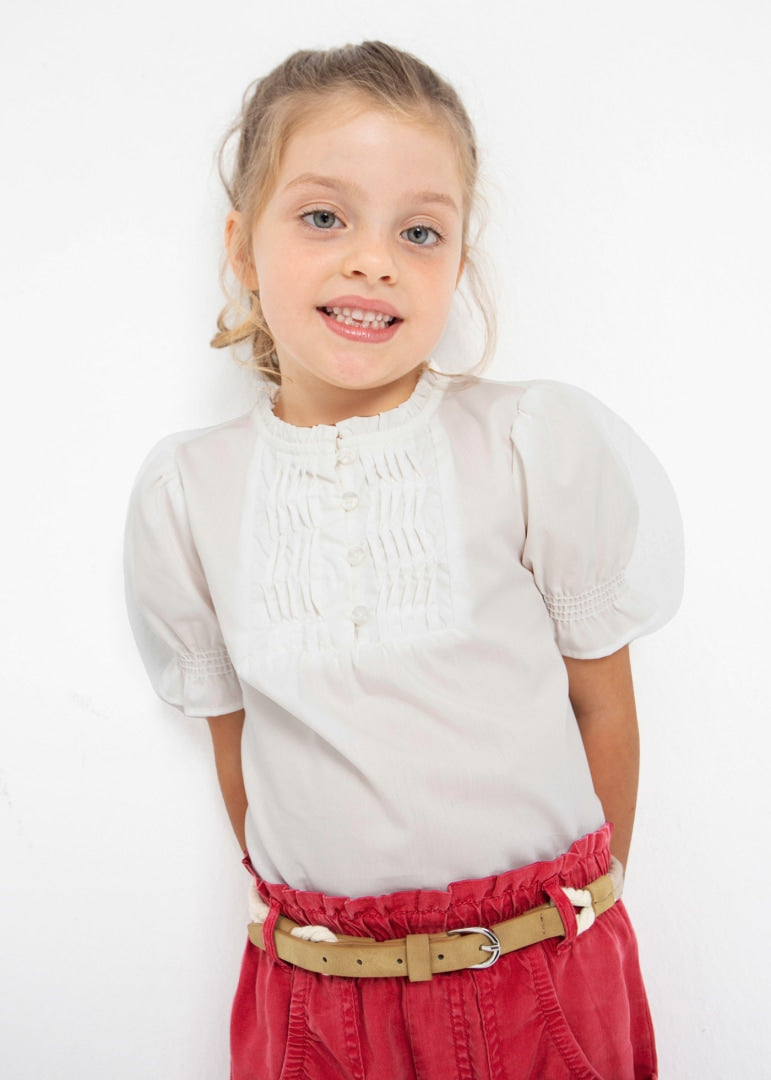 Blusa Manica Corta In Popeline Bambina MAYORAL 3138 - MAYORAL - Luxury Kids