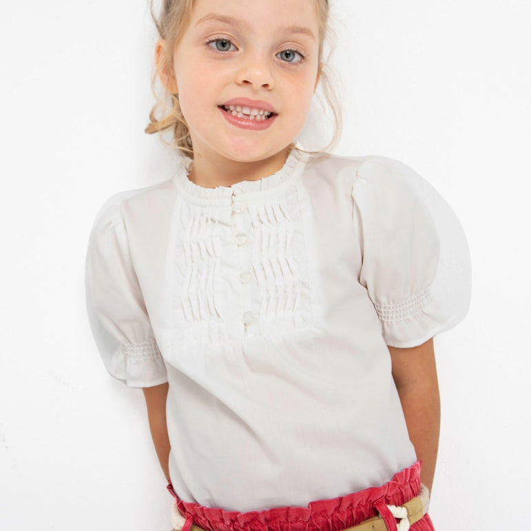 Blusa Manica Corta In Popeline Bambina MAYORAL 3138 - MAYORAL - Luxury Kids