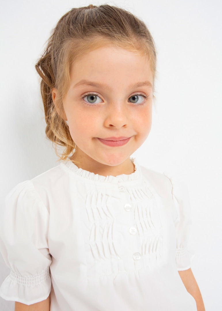 Blusa Manica Corta In Popeline Bambina MAYORAL 3138 - MAYORAL - Luxury Kids