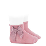 Baumwoll-Stiefeletten von Pearls mit Satinschleife für Baby-Mädchen CONDOR 2525
